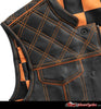 ORANGE M050 | Orange Checker - Men's Motorcycle Leather Vest - HighwayLeather