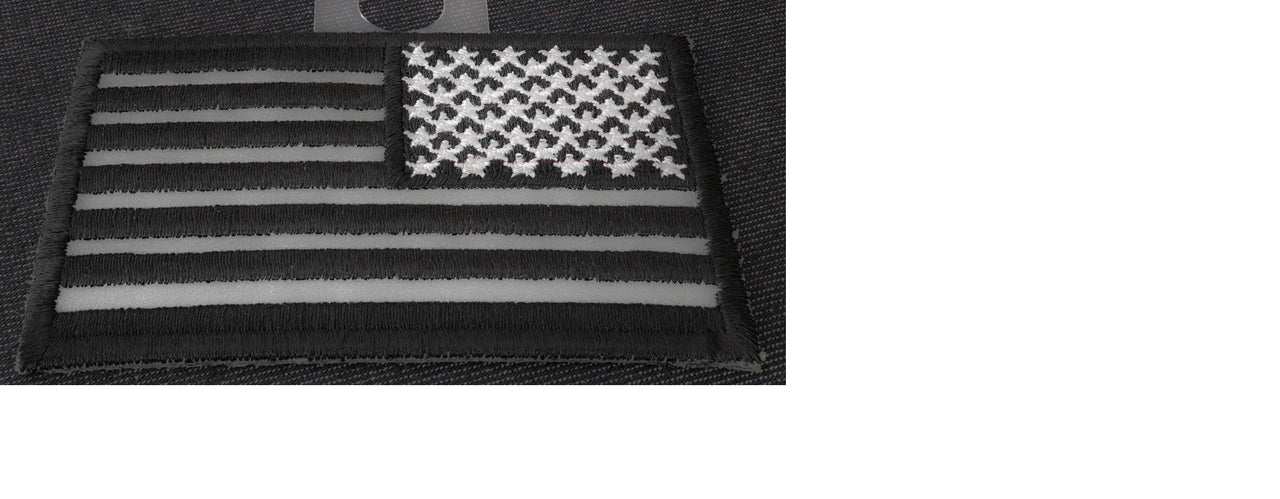 P3688 Reverse Black Reflective US Flag 3x2 inch - HighwayLeather