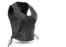 FIL542GDD | Raven - Women's Motorcycle Leather Vest - HighwayLeather