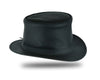 HL80111BLK Handcrafted Black Leather TOP HAT shapeable brim and crown - HighwayLeather