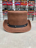 HL80111BROWN - Handcrafted Brown Leather TOP HAT shapeable brim - HighwayLeather