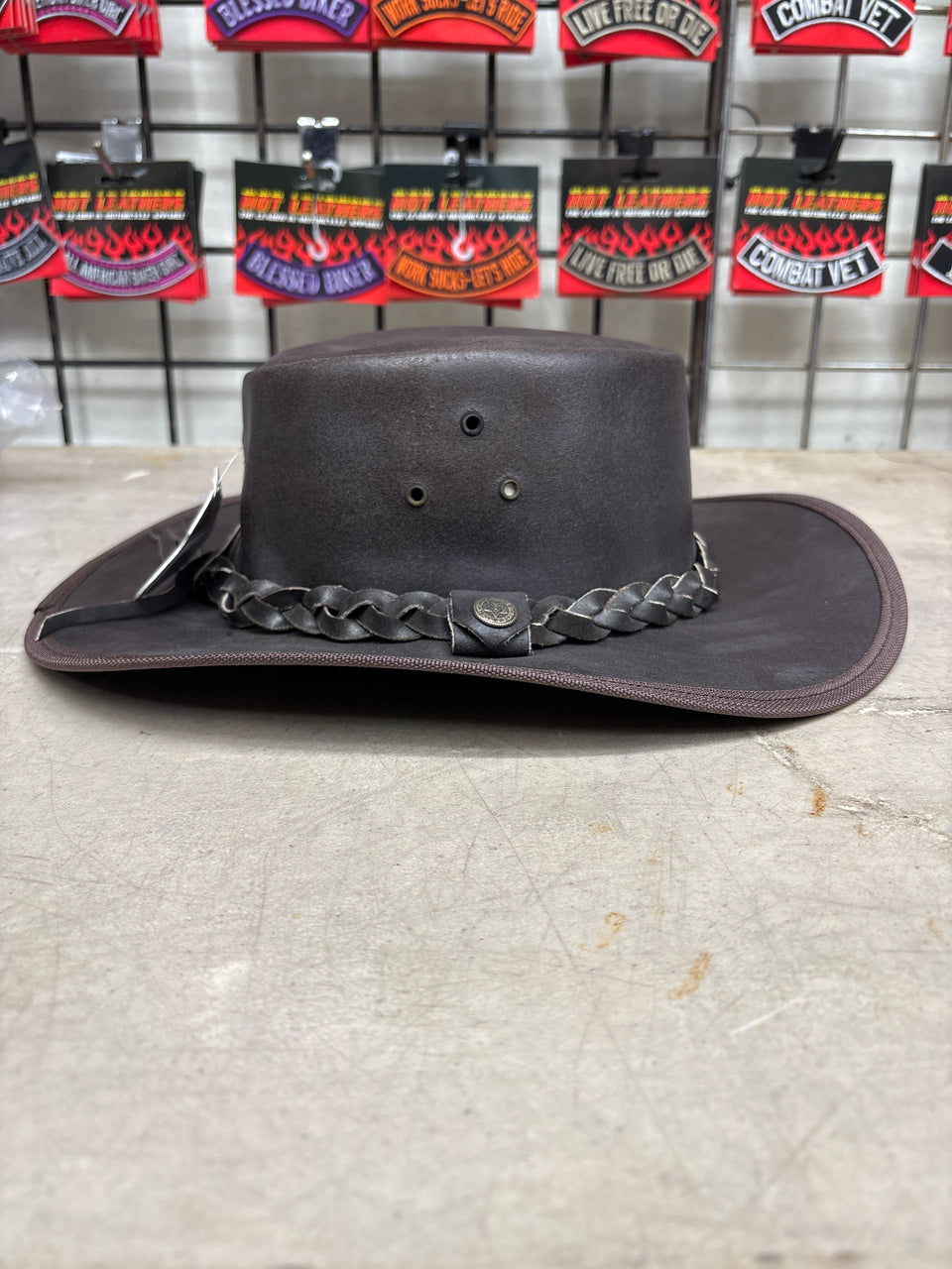 HL80119BROWN Outback Cowboy Leather Hat - HighwayLeather