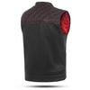 RED HL11693SPTRED Black Men Cross Stitch Club Leather Vest - HighwayLeather