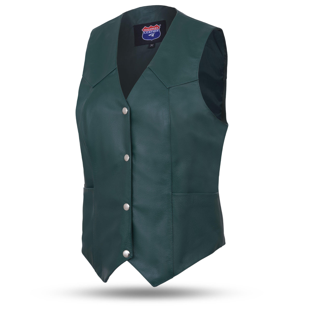 HL14500 HUNTER GREEN Ladies Women soft leather biker motorcycle vest black concealed carry - HighwayLeather