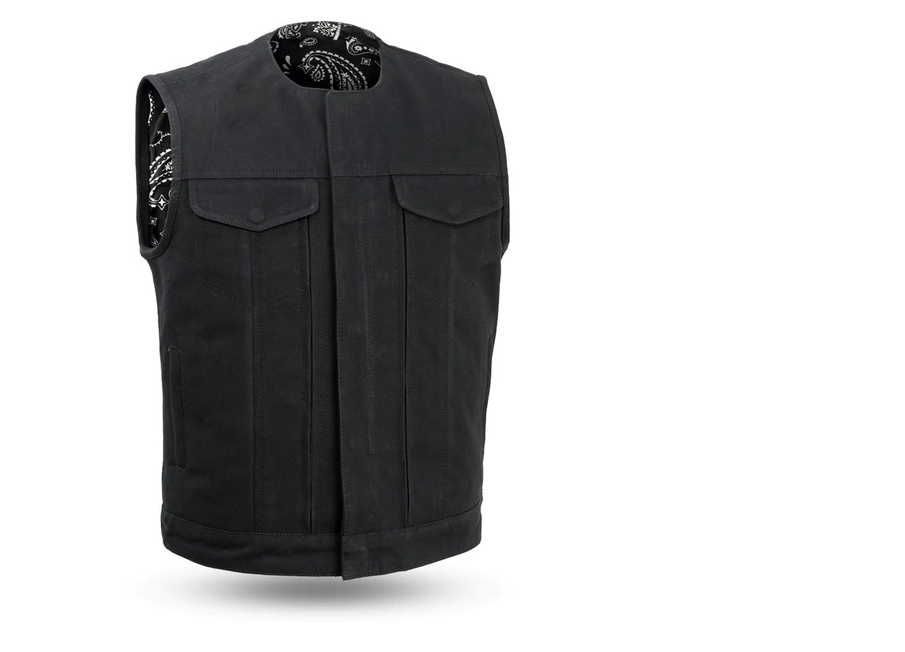 FIM633CNVS | Fairfax V2 - Men's Motorcycle 20oz. Canvas Vest - HighwayLeather