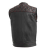 RED FIM693-QLT | Downside - Men's Club Style Leather Vest - Black/Red - HighwayLeather