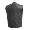 WHITE FIM693-QLT | Downside - Men's Club Style Leather Vest - Black/White - HighwayLeather