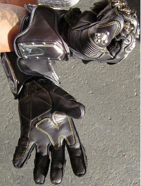 gladiator handschuhe HL16738 Gladiator Metal Knuckle Leather Motorcycle Gloves Black / M