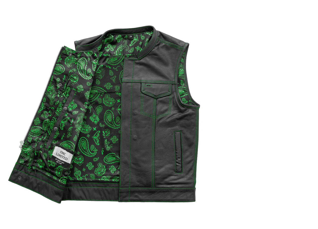 GREEN FIM694PM | The Cut Men's Motorcycle Leather Vest - HighwayLeather