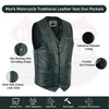 Men's Motorcycle Leather Vest - The Classic Plain SKU # HL11600SPT - HighwayLeather