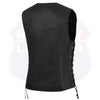 HL14855SPT Black Women's Side Lace Front Zipper leather motorcycle Vest - HighwayLeather