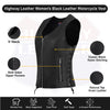 HL14855SPT Black Women's Side Lace Front Zipper leather motorcycle Vest - HighwayLeather
