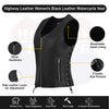 HL14855SPT Black Women's Side Lace Front Zipper leather motorcycle Vest - HighwayLeather