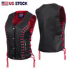 HL14859TPINKEYELET WOMEN SIDE LACE VEST M/O BUFFALO LEATHER PINK/BLK