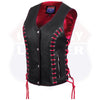 HL14859TPINKEYELET WOMEN SIDE LACE VEST M/O BUFFALO LEATHER PINK/BLK
