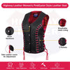 HL14859TPINKEYELET WOMEN SIDE LACE VEST M/O BUFFALO LEATHER PINK/BLK