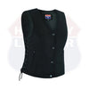 HL21851 Women’s Denim Motorcycle Side Lace Club Vest with 2 Inside Ammo Pocket - HighwayLeather