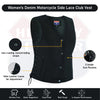 Women’s Denim Motorcycle Side Lace Club Vest with 2 Inside Ammo Pocket HL21851 - HighwayLeather