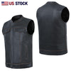 HL11689RB-BROWN RUB BUFF BROWN Club Leather Motorcycle Vest Men - HighwayLeather