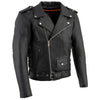 Milwaukee Leather LKM1775 Black Leather Motorcycle Jacket for Men, Thick Brando Style Biker Jacket w/ Side Lace