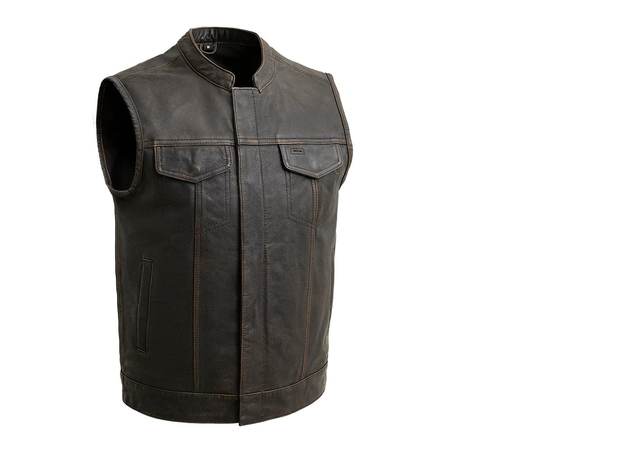 OLIVE FIM689CDT | Sharp Shooter - Men's Motorcycle Leather Vest - HighwayLeather