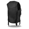 HL14858FRINGE WOMEN SIDE LACE VEST M/O BUFFALO LEATHER BLACK - HighwayLeather