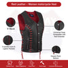 HL14859REDEYELET WOMEN SIDE LACE VEST M/O BUFFALO LEATHER Red/BLK - HighwayLeather