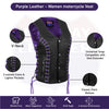 HL14859PURPLEEYELET WOMEN SIDE LACE VEST M/O BUFFALO LEATHER PURPLE/BLK - HighwayLeather