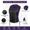 HL14859PURPLEEYELET WOMEN SIDE LACE VEST M/O BUFFALO LEATHER PURPLE/BLK - HighwayLeather