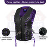 HL14859PURPLEEYELET WOMEN SIDE LACE VEST M/O BUFFALO LEATHER PURPLE/BLK - HighwayLeather