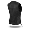 HL14856BRAIDED WOMEN BLACK VEST SIDE LACE M/O BUFFALO LEATHER - HighwayLeather