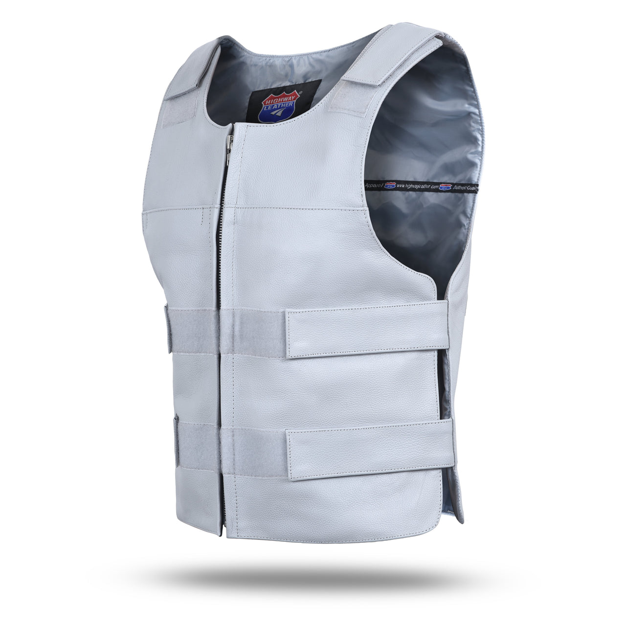 MEN'S GRAY BULLET PROOF LEATHER VEST Shade#36 (SKU#11643Gray36) - HighwayLeather