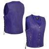 HL14851 PURPLE Women's Lace up side leather motorcycle vest