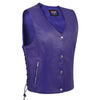HL14851 PURPLE Women's Lace up side leather motorcycle vest