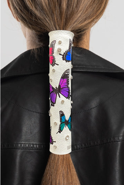 38049 Monarch Butterfly w/Gems (White) Hair Glove® - HighwayLeather