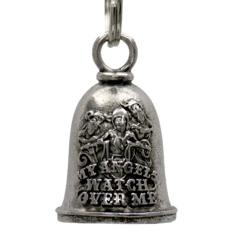 MLB9069 Angel Over Me Motorcycle Good Luck Bell w/ Key Ring-Key Chain Accessory for Bikers - HighwayLeather