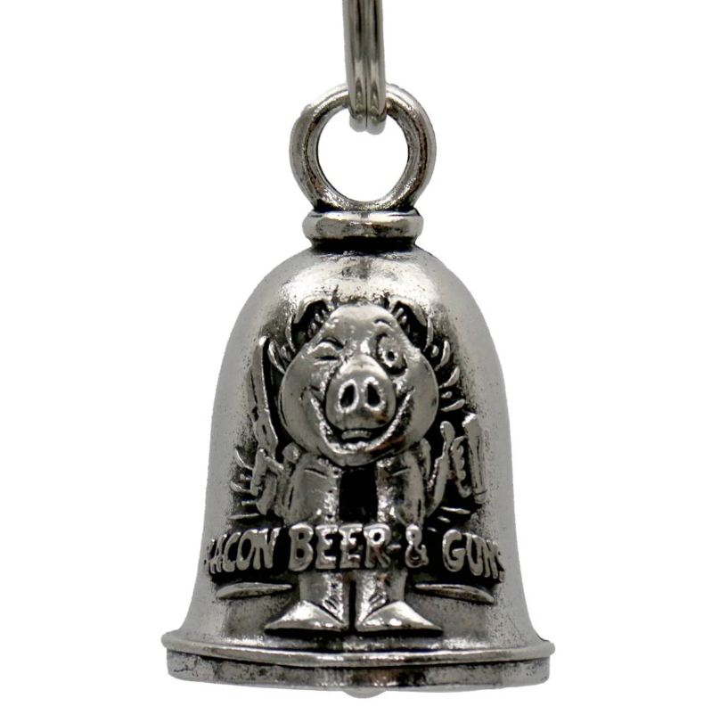 MLB9072 Bacon Beer Motorcycle Good Luck Bell w/ Key Ring-Key Chain Accessory for Bikers - HighwayLeather