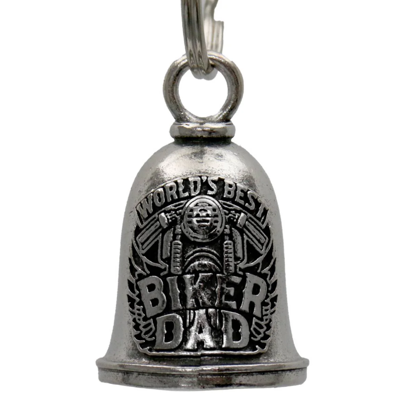 MLB9074 Biker Dad Motorcycle Good Luck Bell w/ Key Ring-Key Chain Accessory for Bikers - HighwayLeather