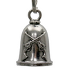 MLB9087 Crossed Pistols Motorcycle Good Luck Bell w/ Key Ring-Key Chain Accessory for Bikers - HighwayLeather