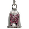 MLB9089 Pink Curly Butterfly Motorcycle Good Luck Bell w/ Key Ring-Key Chain Accessory for Bikers - HighwayLeather