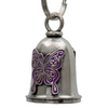 MLB9090 Purple Curly Butterfly Motorcycle Good Luck Bell w/ Key Ring-Key Chain Accessory for Bikers - HighwayLeather