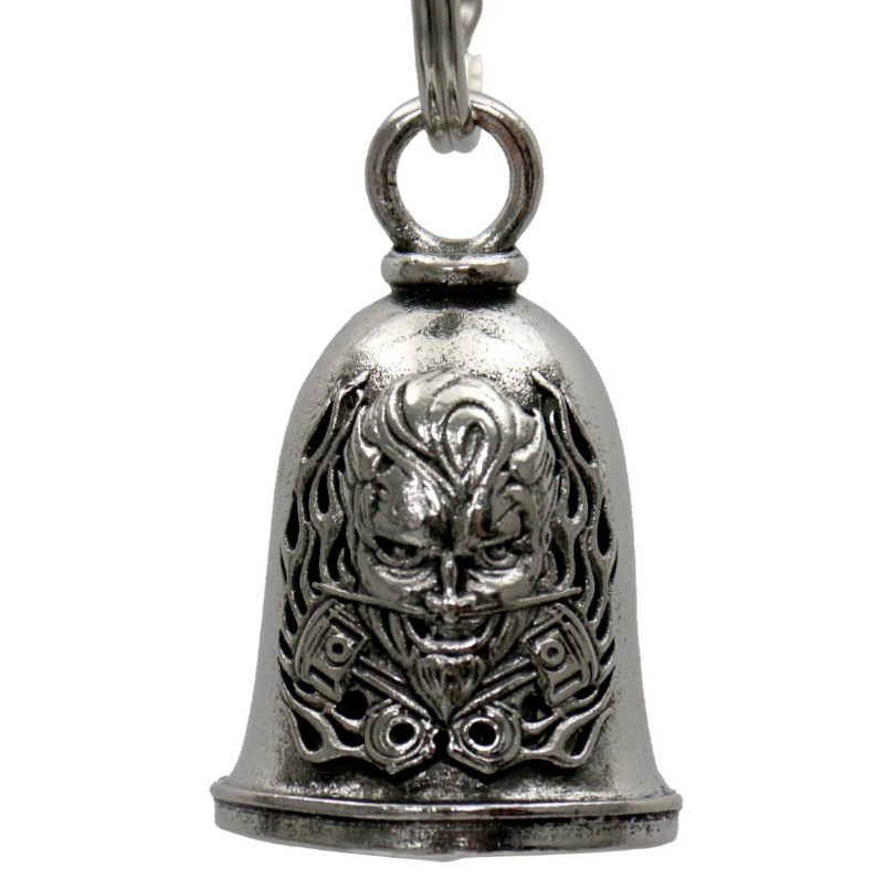 MLB9091 Devil Motorcycle Good Luck Bell w/ Key Ring-Key Chain Accessory for Bikers - HighwayLeather
