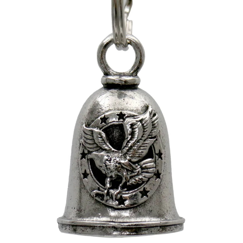 MLB9095 Eagle Flying Motorcycle Good Luck Bell w/ Key Ring-Key Chain Accessory for Bikers - HighwayLeather