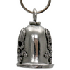 MLB9100 Flag Skull Motorcycle Good Luck Bell w/ Key Ring-Key Chain Accessory for Bikers - HighwayLeather