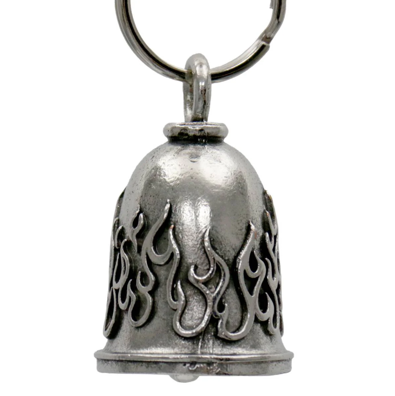 MLB9101 Flame Motorcycle Good Luck Bell w/ Key Ring-Key Chain Accessory for Bikers - HighwayLeather