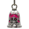 MLB9107 Girly Skull Motorcycle Good Luck Bell w/ Key Ring-Key Chain Accessory for Bikers - HighwayLeather