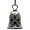 MLB9111 Iron Cross Motorcycle Good Luck Bell w/ Key Ring-Key Chain Accessory for Bikers - HighwayLeather