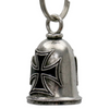 MLB9111 Iron Cross Motorcycle Good Luck Bell w/ Key Ring-Key Chain Accessory for Bikers - HighwayLeather