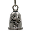 MLB9134 Rose Skull Motorcycle Good Luck Bell w/ Key Ring-Key Chain Accessory for Bikers - HighwayLeather