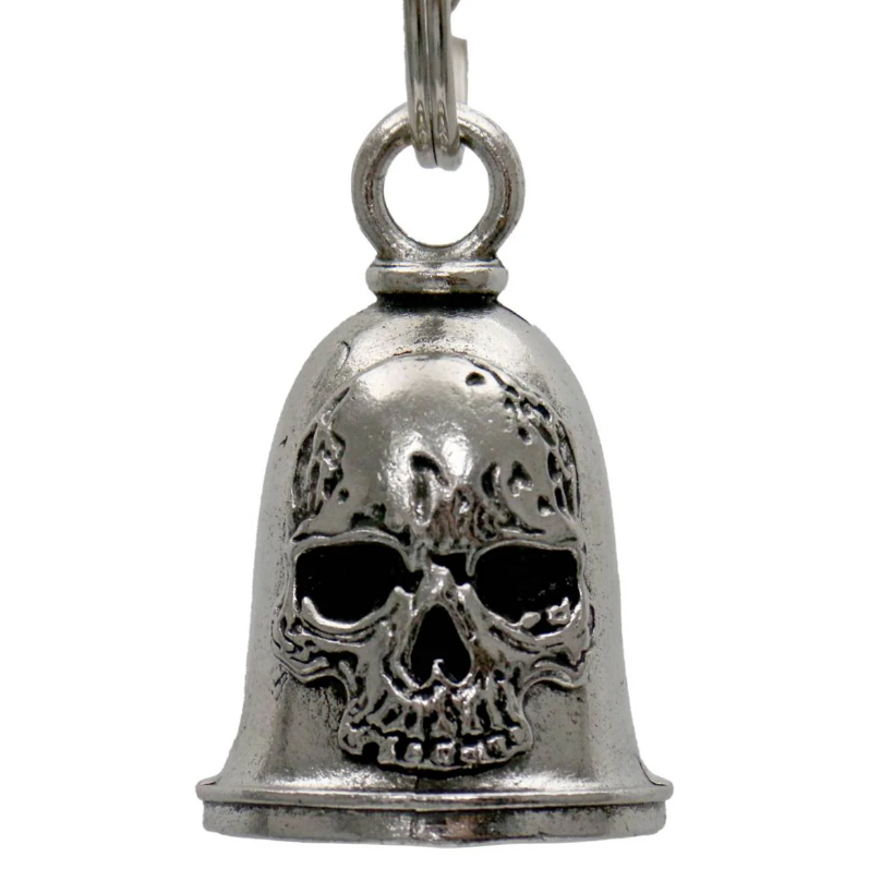 MLB9138 Skull Bell Motorcycle Good Luck Bell w/ Key Ring-Key Chain Accessory for Bikers - HighwayLeather